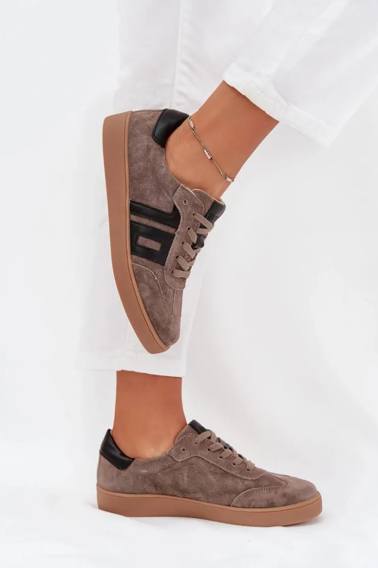 Outlet Buty damskie Vinceza Zamszowe Sneakersy Damskie Vinceza 79557 Ciemnobeżowe Beżowy