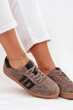 Outlet Buty damskie Vinceza Zamszowe Sneakersy Damskie Vinceza 79557 Ciemnobeżowe Beżowy