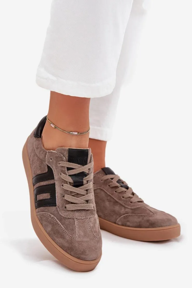 Outlet Buty damskie Vinceza Zamszowe Sneakersy Damskie Vinceza 79557 Ciemnobeżowe Beżowy