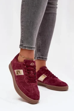 Damskie Buty damskie Vinceza Zamszowe Sneakersy Damskie Vinceza 14029 Bordowe