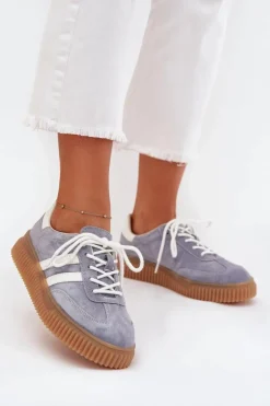 Damskie Boto Zamszowe Sneakersy Damskie Na Platformie Niebieskie Marisae