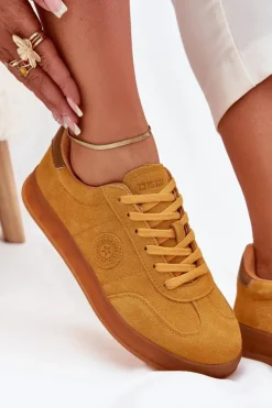 Damskie Big Star Shoes Zamszowe Sneakersy Damskie Big Star RR274846 HI-POLY SYSTEM Żółte