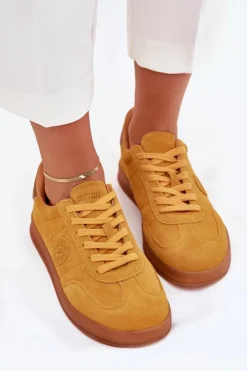 Damskie Big Star Shoes Zamszowe Sneakersy Damskie Big Star RR274846 HI-POLY SYSTEM Żółte