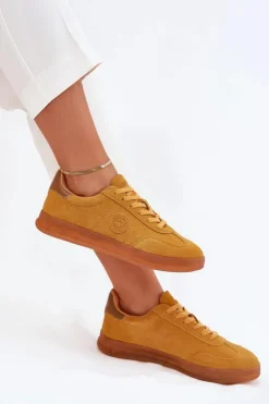 Damskie Big Star Shoes Zamszowe Sneakersy Damskie Big Star RR274846 HI-POLY SYSTEM Żółte