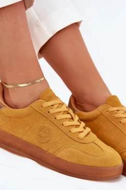 Damskie Big Star Shoes Zamszowe Sneakersy Damskie Big Star RR274846 HI-POLY SYSTEM Żółte