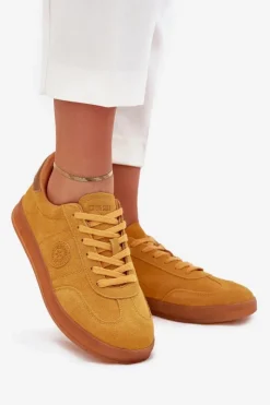 Damskie Big Star Shoes Zamszowe Sneakersy Damskie Big Star RR274846 HI-POLY SYSTEM Żółte