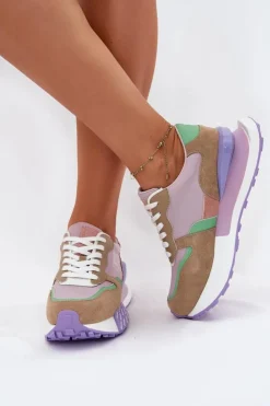 Big Star Shoes Zamszowe Sneakersy Damskie Na Platformie Big Star RR274815 HI-POLY SYSTEM Różowe