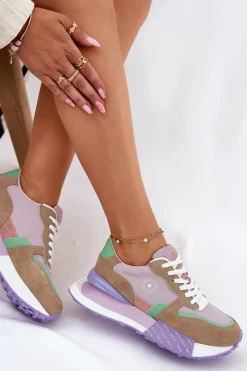 Big Star Shoes Zamszowe Sneakersy Damskie Na Platformie Big Star RR274815 HI-POLY SYSTEM Różowe