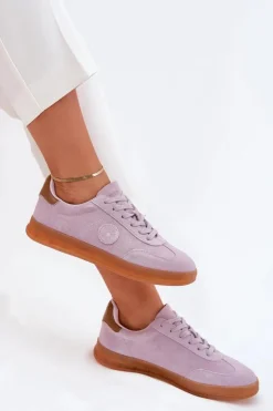 Outlet Big Star Shoes Zamszowe Sneakersy Damskie Big Star RR274850 HI-POLY SYSTEM Fioletowe