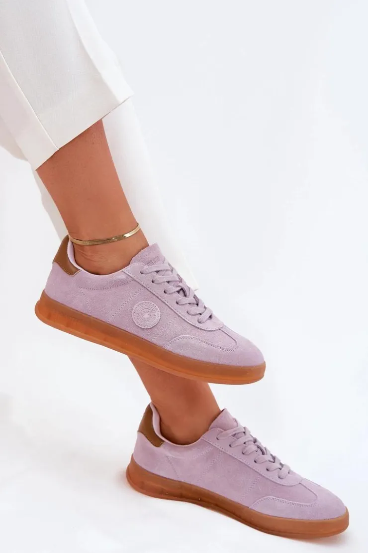 Outlet Big Star Shoes Zamszowe Sneakersy Damskie Big Star RR274850 HI-POLY SYSTEM Fioletowe