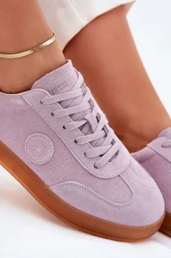 Outlet Big Star Shoes Zamszowe Sneakersy Damskie Big Star RR274850 HI-POLY SYSTEM Fioletowe