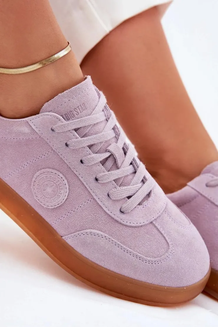 Outlet Big Star Shoes Zamszowe Sneakersy Damskie Big Star RR274850 HI-POLY SYSTEM Fioletowe