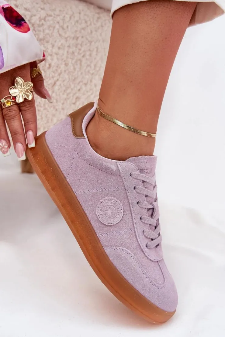 Outlet Big Star Shoes Zamszowe Sneakersy Damskie Big Star RR274850 HI-POLY SYSTEM Fioletowe