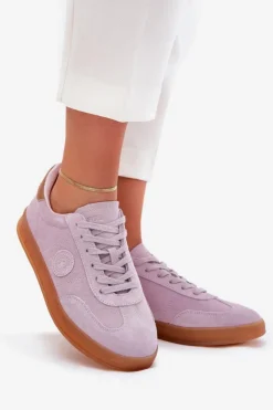 Outlet Big Star Shoes Zamszowe Sneakersy Damskie Big Star RR274850 HI-POLY SYSTEM Fioletowe