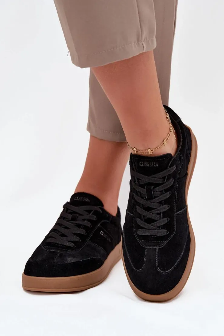 Big Star Shoes Buty Sportowe Big Star|Sneakersy Damskie*Zamszowe Sneakersy Damskie Big Star SS274673 HI-POLY SYSTEM Czarne Czarny