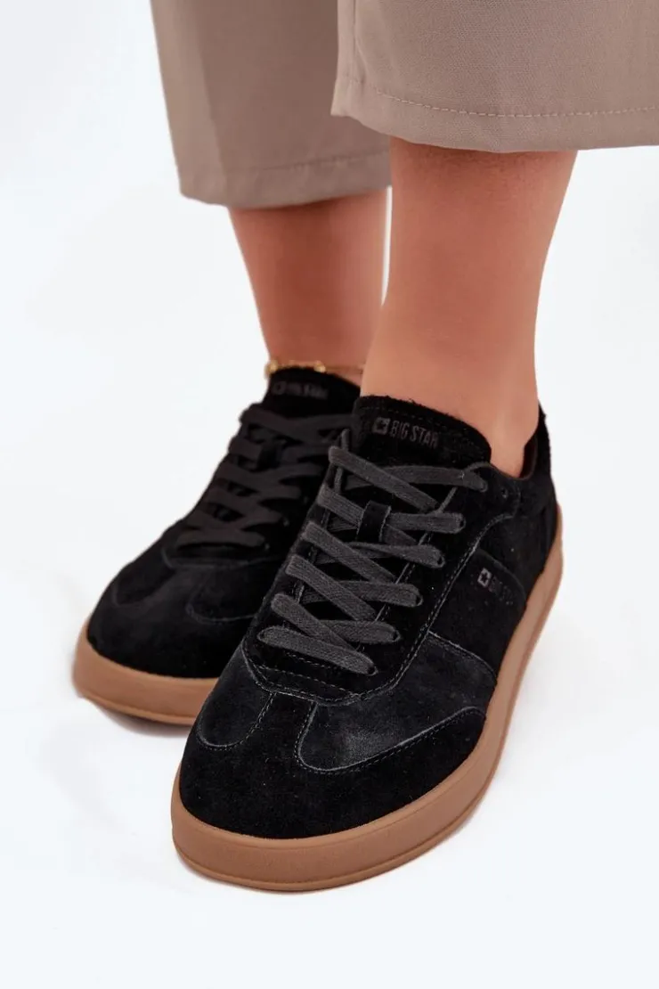 Big Star Shoes Buty Sportowe Big Star|Sneakersy Damskie*Zamszowe Sneakersy Damskie Big Star SS274673 HI-POLY SYSTEM Czarne Czarny
