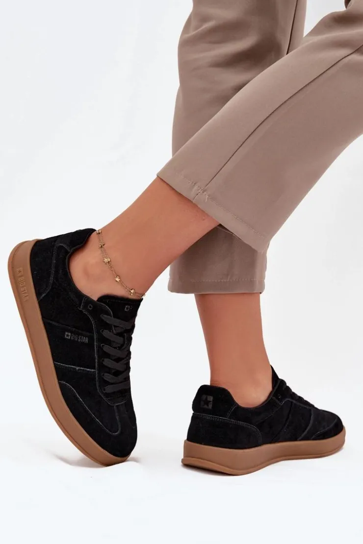 Big Star Shoes Buty Sportowe Big Star|Sneakersy Damskie*Zamszowe Sneakersy Damskie Big Star SS274673 HI-POLY SYSTEM Czarne Czarny