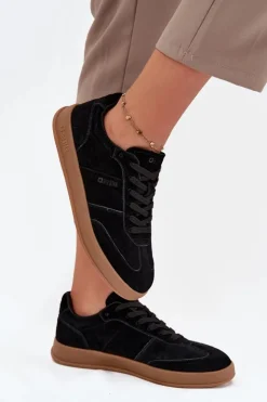 Big Star Shoes Buty Sportowe Big Star|Sneakersy Damskie*Zamszowe Sneakersy Damskie Big Star SS274673 HI-POLY SYSTEM Czarne Czarny