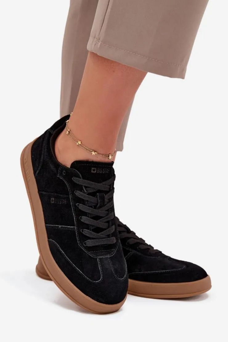 Big Star Shoes Buty Sportowe Big Star|Sneakersy Damskie*Zamszowe Sneakersy Damskie Big Star SS274673 HI-POLY SYSTEM Czarne Czarny