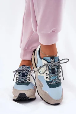 Best Big Star Shoes Zamszowe Sneakersy Damskie Big Star RR274245 HI-POLY SYSTEM Szaro-Niebieskie