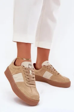 Damskie Daniel Lopez Just Dare Zamszowe Sneakersy Damskie SS2D4022 Beżowe