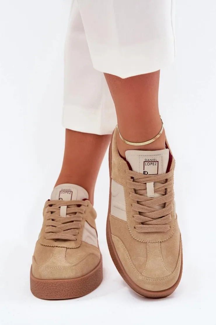 Damskie Daniel Lopez Just Dare Zamszowe Sneakersy Damskie SS2D4022 Beżowe