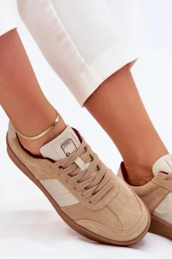 Damskie Daniel Lopez Just Dare Zamszowe Sneakersy Damskie SS2D4022 Beżowe