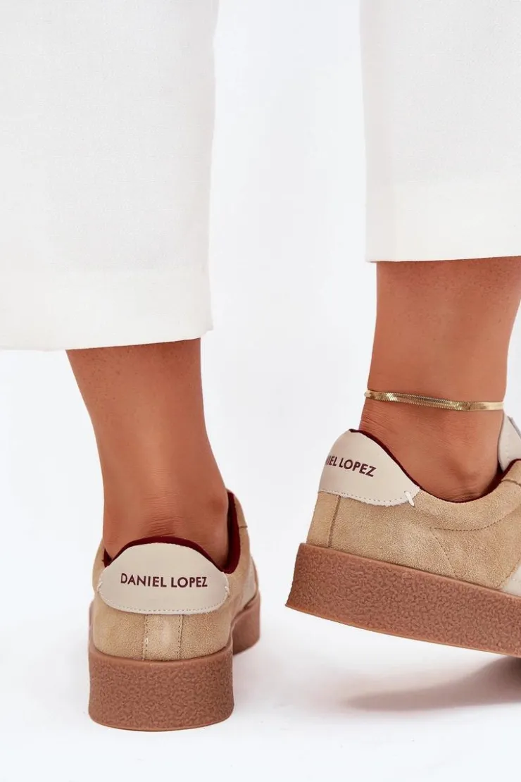 Damskie Daniel Lopez Just Dare Zamszowe Sneakersy Damskie SS2D4022 Beżowe