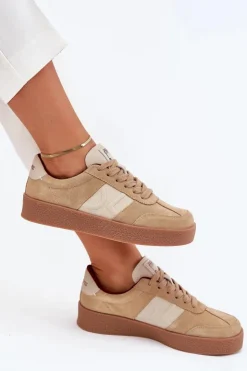 Damskie Daniel Lopez Just Dare Zamszowe Sneakersy Damskie SS2D4022 Beżowe