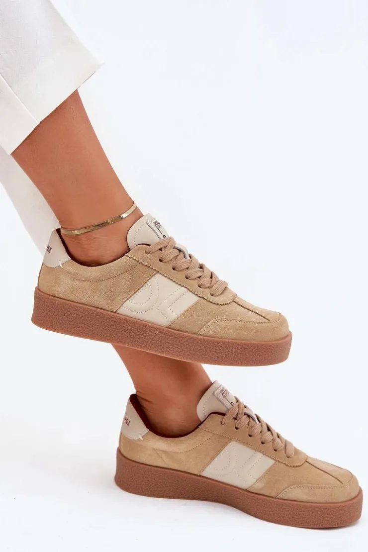 Damskie Daniel Lopez Just Dare Zamszowe Sneakersy Damskie SS2D4022 Beżowe