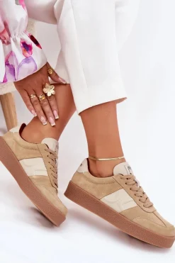 Damskie Daniel Lopez Just Dare Zamszowe Sneakersy Damskie SS2D4022 Beżowe