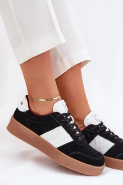 Daniel Lopez Just Dare Buty Sportowe Na Platformie|Sneakersy Damskie*Zamszowe Sneakersy Damskie SS2D4021 Czarne Czarny