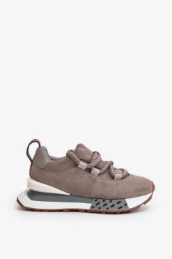 Damskie Boto Zamszowe Sneakersy Damskie Na Platformie Z Grubym Sznurowaniem Artiker 54C1463 Szare