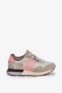 Big Star Shoes Buty Sportowe Big Star|Sneakersy Damskie*Zamszowe Sneakersy Damskie Big Star RR274243 HI-POLY SYSTEM Szaro-Różowe