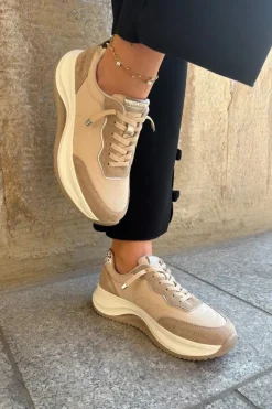 Damskie Big Star Shoes Zamszowe Sneakersy Damskie Na Platformie Big Star RR274A345 HI-POLY SYSTEM Ciemnobeżowe