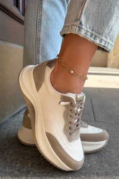 Sale Big Star Shoes Zamszowe Sneakersy Damskie Na Platformie Big Star RR274A344 HI-POLY SYSTEM Beżowe Beżowy