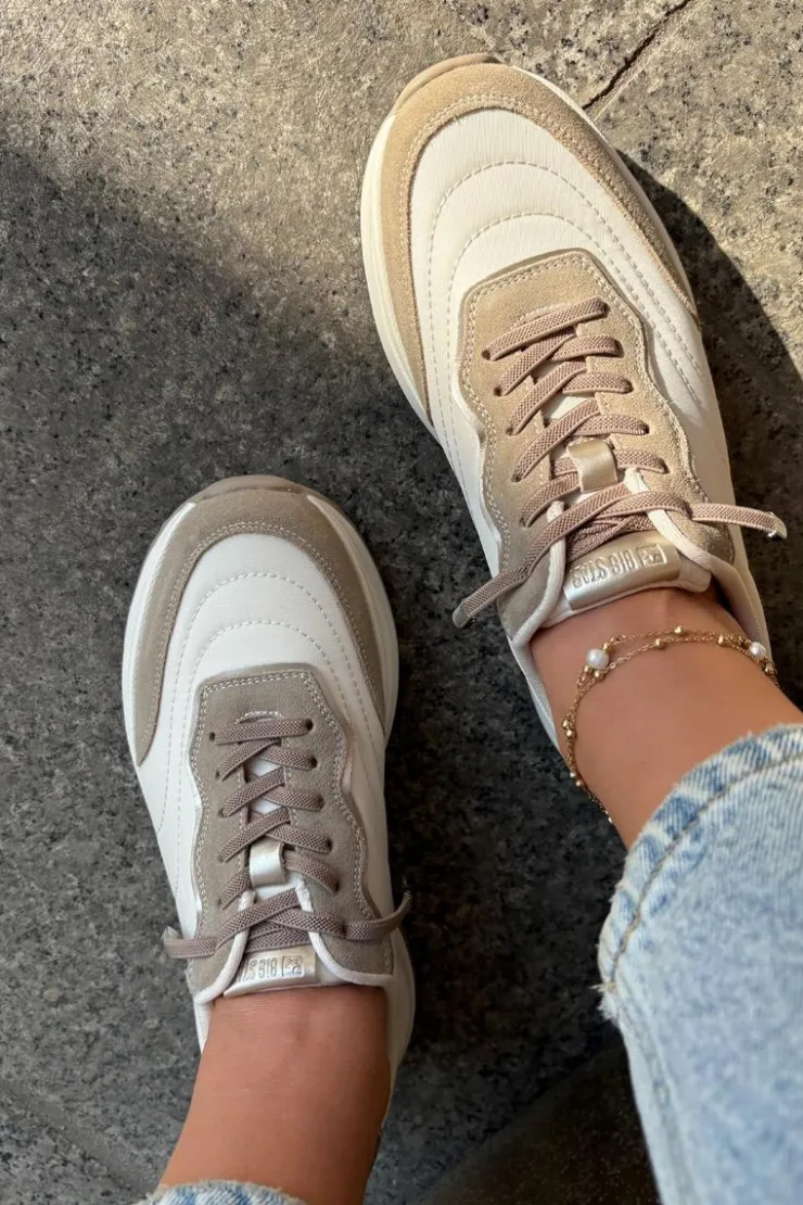 Sale Big Star Shoes Zamszowe Sneakersy Damskie Na Platformie Big Star RR274A344 HI-POLY SYSTEM Beżowe Beżowy