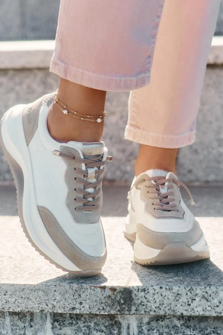 Sale Big Star Shoes Zamszowe Sneakersy Damskie Na Platformie Big Star RR274A344 HI-POLY SYSTEM Beżowe Beżowy