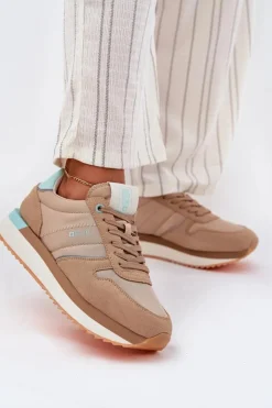 Online Big Star Shoes Zamszowe Sneakersy Damskie Big Star RR274A048 HI-POLY SYSTEM Ciemnobeżowe Beżowy