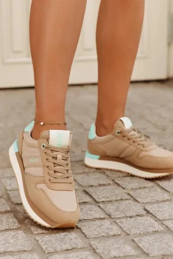 Online Big Star Shoes Zamszowe Sneakersy Damskie Big Star RR274A048 HI-POLY SYSTEM Ciemnobeżowe Beżowy