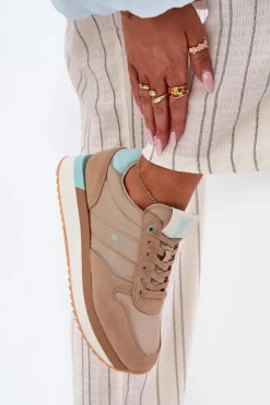 Online Big Star Shoes Zamszowe Sneakersy Damskie Big Star RR274A048 HI-POLY SYSTEM Ciemnobeżowe Beżowy