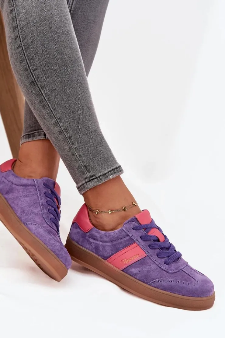 Buty damskie Vinceza Sneakersy Damskie*Zamszowe Sneakersy Damskie Vinceza 79576 Fioletowe Fioletowy