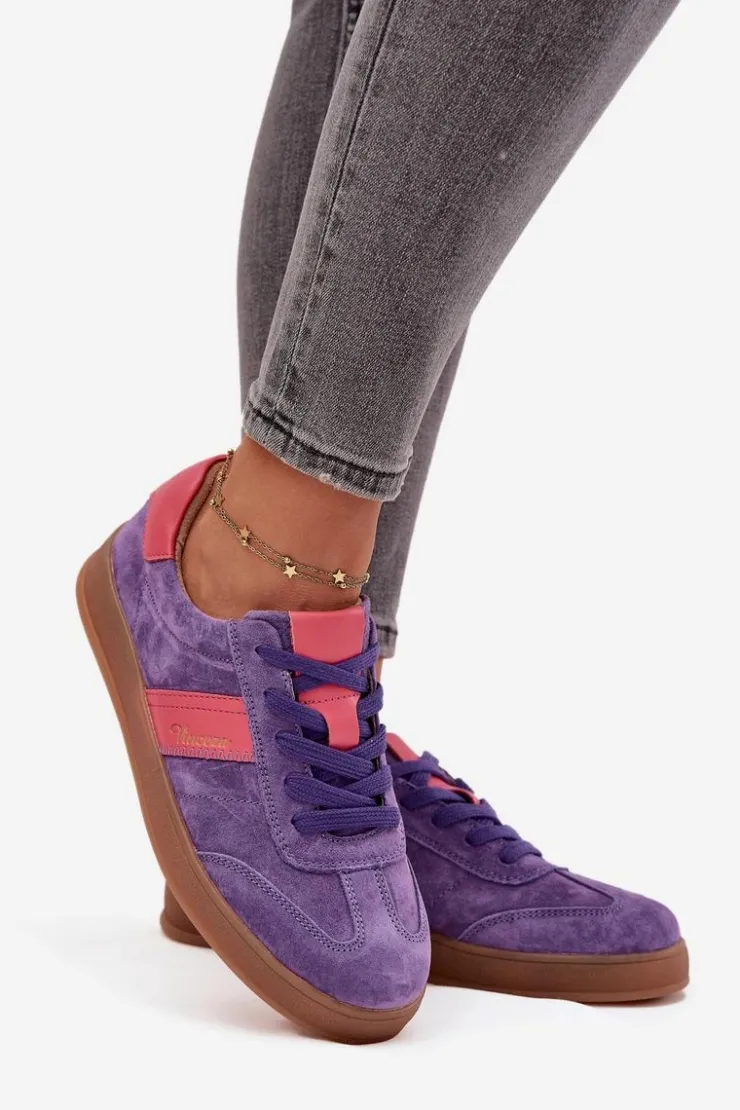 Buty damskie Vinceza Sneakersy Damskie*Zamszowe Sneakersy Damskie Vinceza 79576 Fioletowe Fioletowy