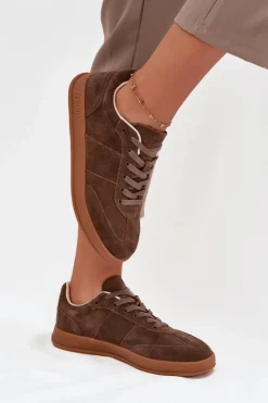 Damskie Big Star Shoes Zamszowe Sneakersy Damskie Big Star SS274676 HI-POLY SYSTEM Brązowe