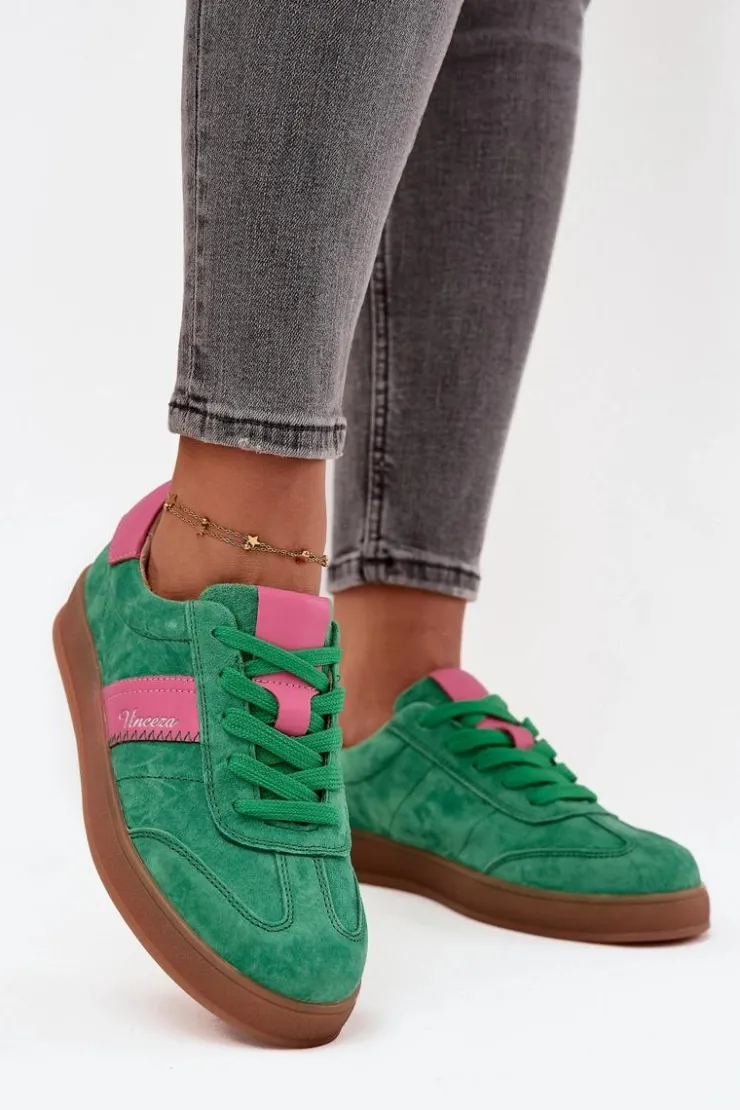 Damskie Buty damskie Vinceza Zamszowe Sneakersy Damskie Vinceza 79576 Zielone