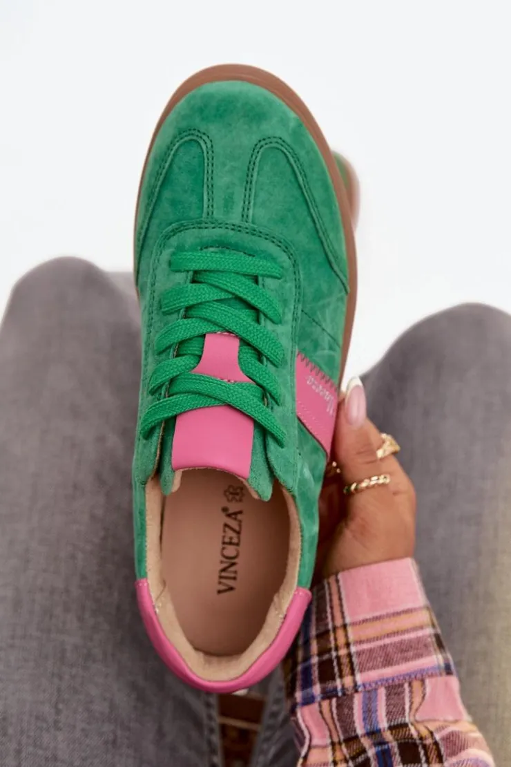 Damskie Buty damskie Vinceza Zamszowe Sneakersy Damskie Vinceza 79576 Zielone