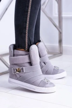 Discount Boto Zamszowe Sneakersy Na Koturnie Lu Boo Szare