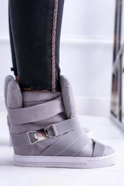 Discount Boto Zamszowe Sneakersy Na Koturnie Lu Boo Szare