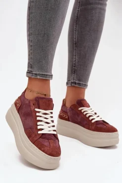 Zazoo Buty Sportowe Na Platformie*Zamszowe Sneakersy Na Masywnej Platformie N1270S3 Fioletowe