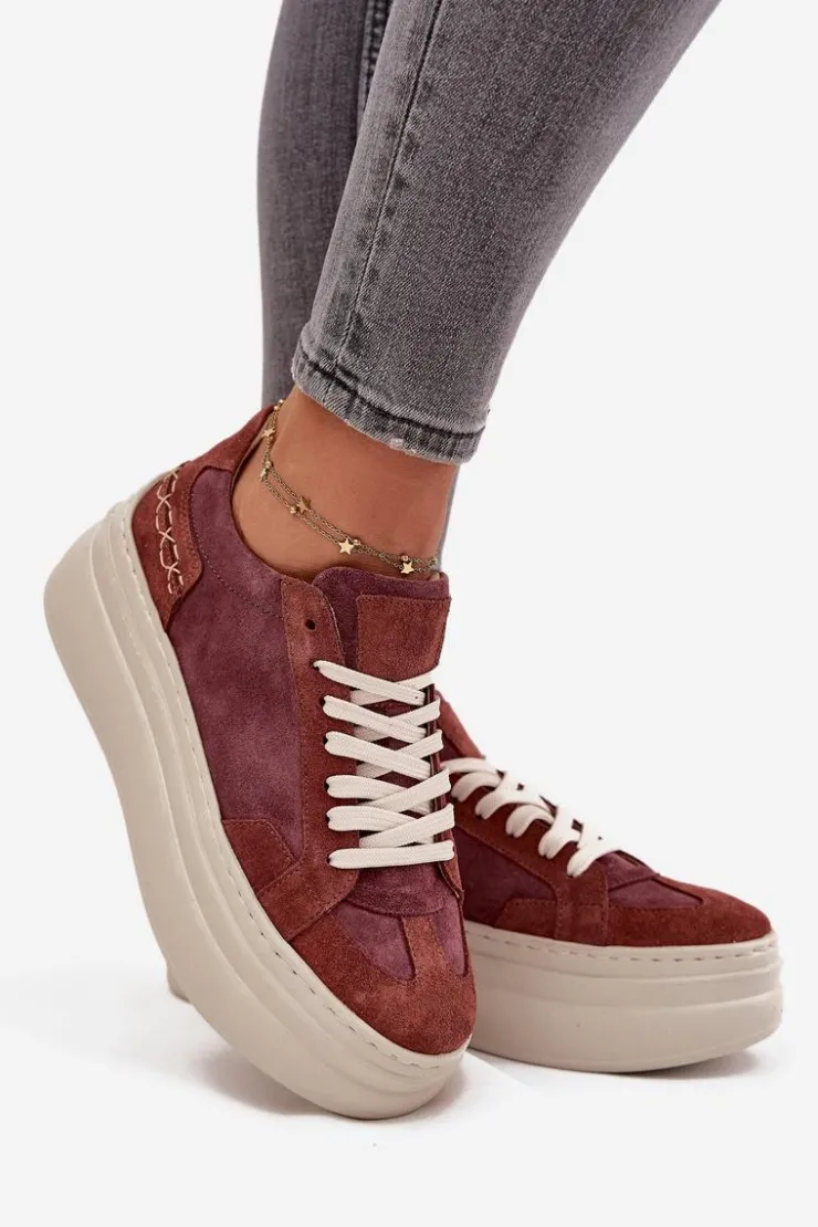 Zazoo Buty Sportowe Na Platformie*Zamszowe Sneakersy Na Masywnej Platformie N1270S3 Fioletowe